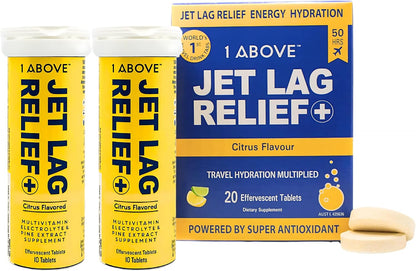 1ABOVE Jet Lag Relief Tablets - Citrus-Flavoured Effervescent Multivitamin with Pycnogenol, 20 Tablets