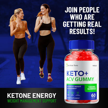 Trim Keto Tonic Keto ACV Gummies (Pack of 2) – Dietary Supplement with Apple Cider Vinegar, B12, Beet Juice & Pomegranate Powder – 120 Gummies