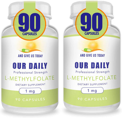 Our Daily Vites L-Methylfolate 1mg (1000mcg) Active Folate, 5-MTHF, 90 Capsules