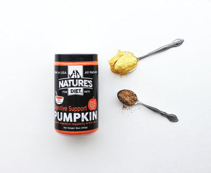 Nature's Diet Pet Dried Pumpkin Powder Digestive Support Natural Fibre for Firm Stool, Regularity (453g = 53 Servings)