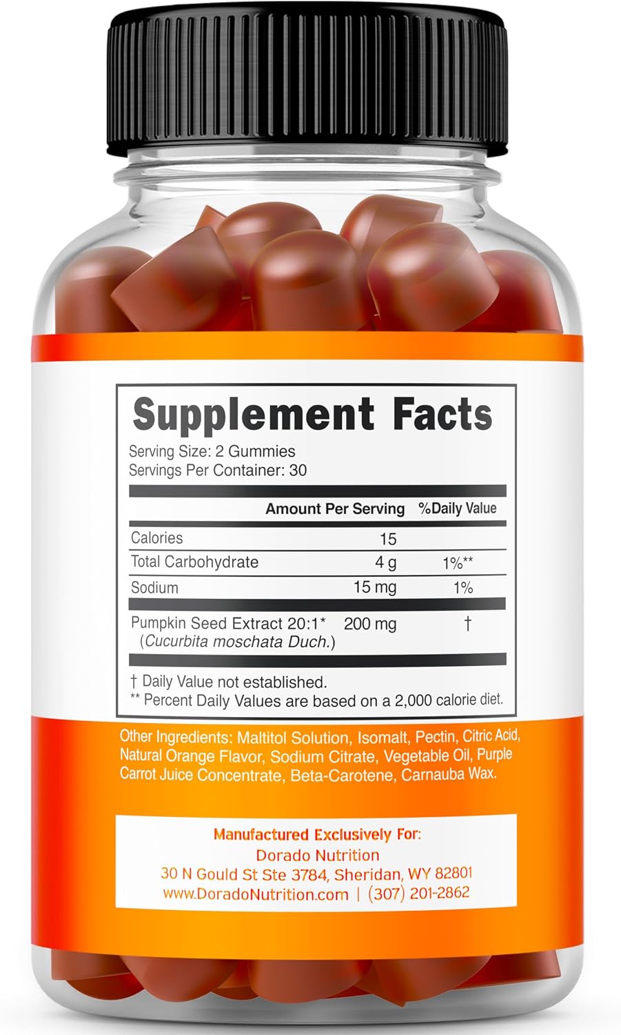 Pumpkin Seed Oil Gummies 4000mg Sugar Free Gummy Supplement with Pumpkin Seed Extract for Adults - Delicious Orange Flavour, Non GMO - Gluten-free, Vegan Supplement & USA-made (60 Gummies) - görsel 2