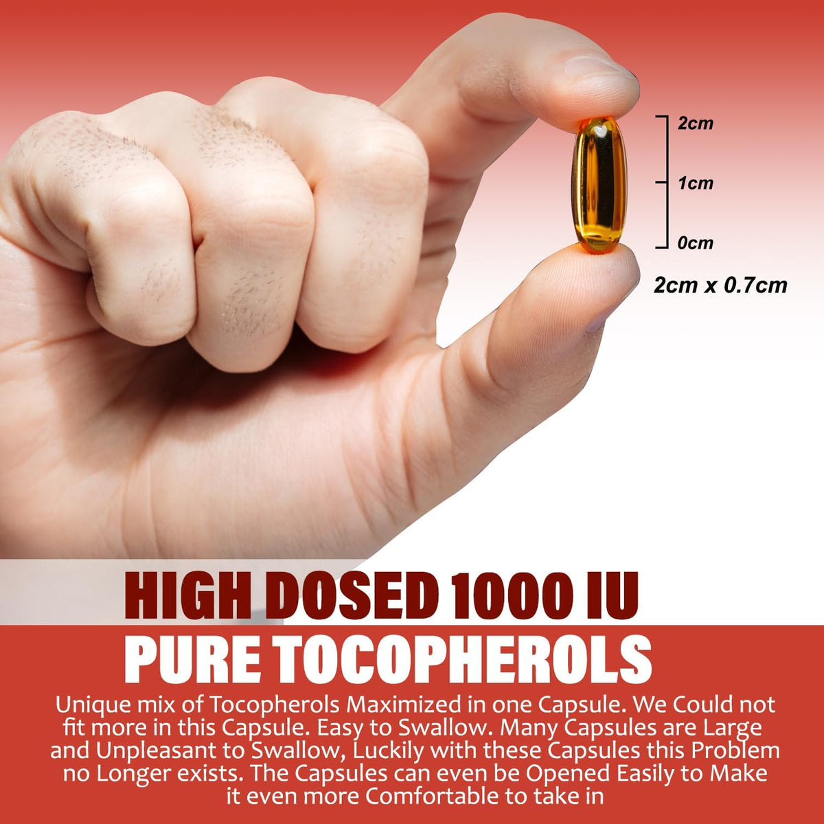 Vitamin E 1000 IU Ultra Tocopherol 450mg Vitamin E Vegan – All 4 Tocopherols - Alpha Tocopherol + Beta Tocopherol + Gamma Tocopherol + Delta Tocopherol – Unique d-Alpha (180) - görsel 3