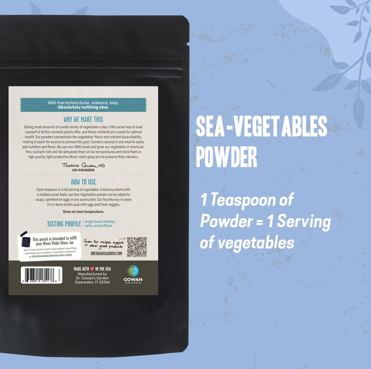 Dr. Cowan’s Garden Sea Vegetable – Pure Seaweed Powder Blend, Wild Harvested Atlantic Dulse, Wakame & Kelp – 20 Servings - görsel 4