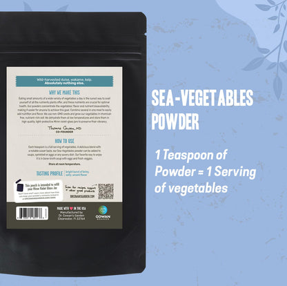 Dr. Cowan’s Garden Sea Vegetable – Pure Seaweed Powder Blend, Wild Harvested Atlantic Dulse, Wakame & Kelp – 20 Servings