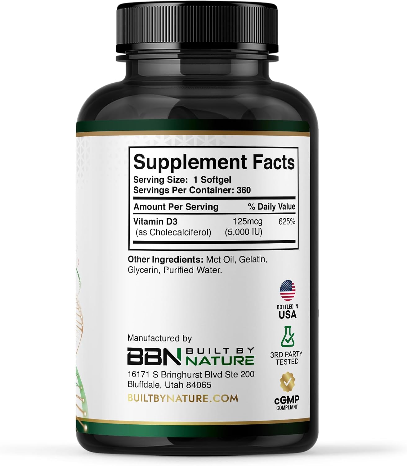 Built by Nature Vitamin D3 5000 IU Food Supplement, 360 Mini Soft gel capsules - görsel 5