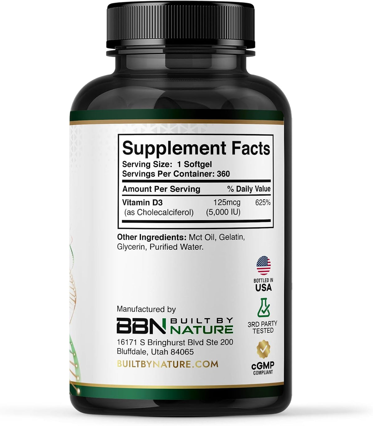 Built by Nature Vitamin D3 5000 IU Food Supplement, 360 Mini Soft gel capsules - görsel 5