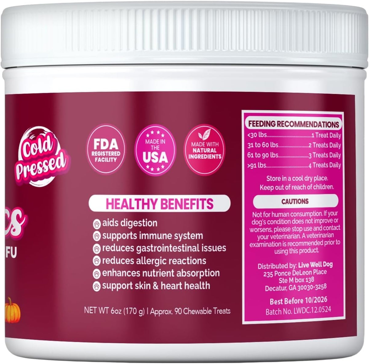 Live Well Dog Probiotic Chews for Dogs – 6-Strain Blend, Peanut Butter Flavour, Soft Chews - görsel 3
