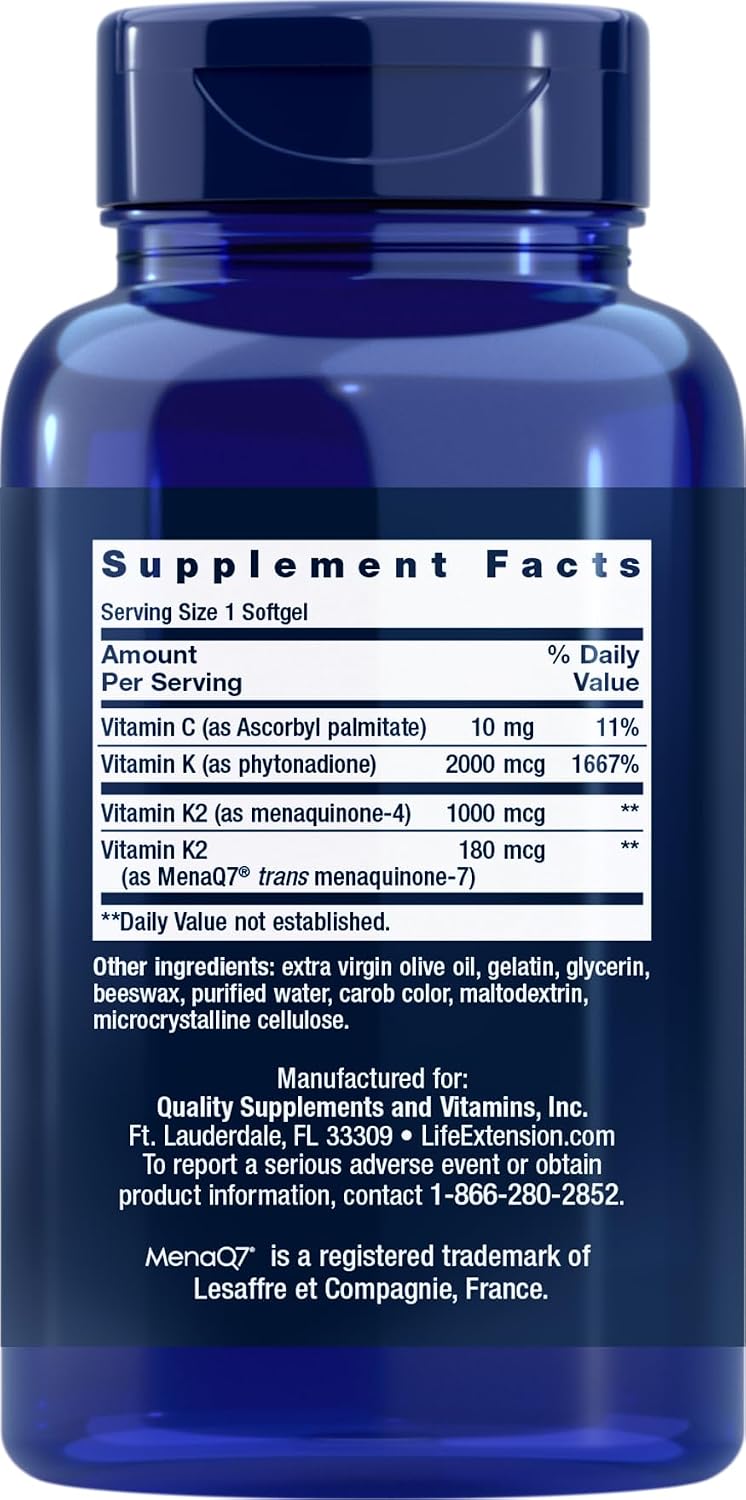 Life Extension Super K, 150 Softgels - Vitamin K1 & K2 (MK-4 & MK-7) - görsel 2