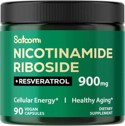 Satoomi NAD Supplement with Liposomal Nicotinamide Riboside 900 mg, Resveratrol, Quercetin – 90 Capsules
