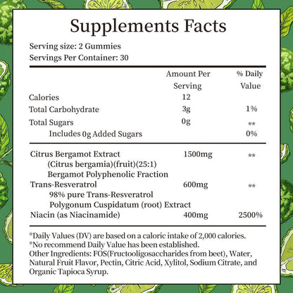 IIEltruiom Citrus Bergamot 1500mg Gummies with Resveratrol & Niacin