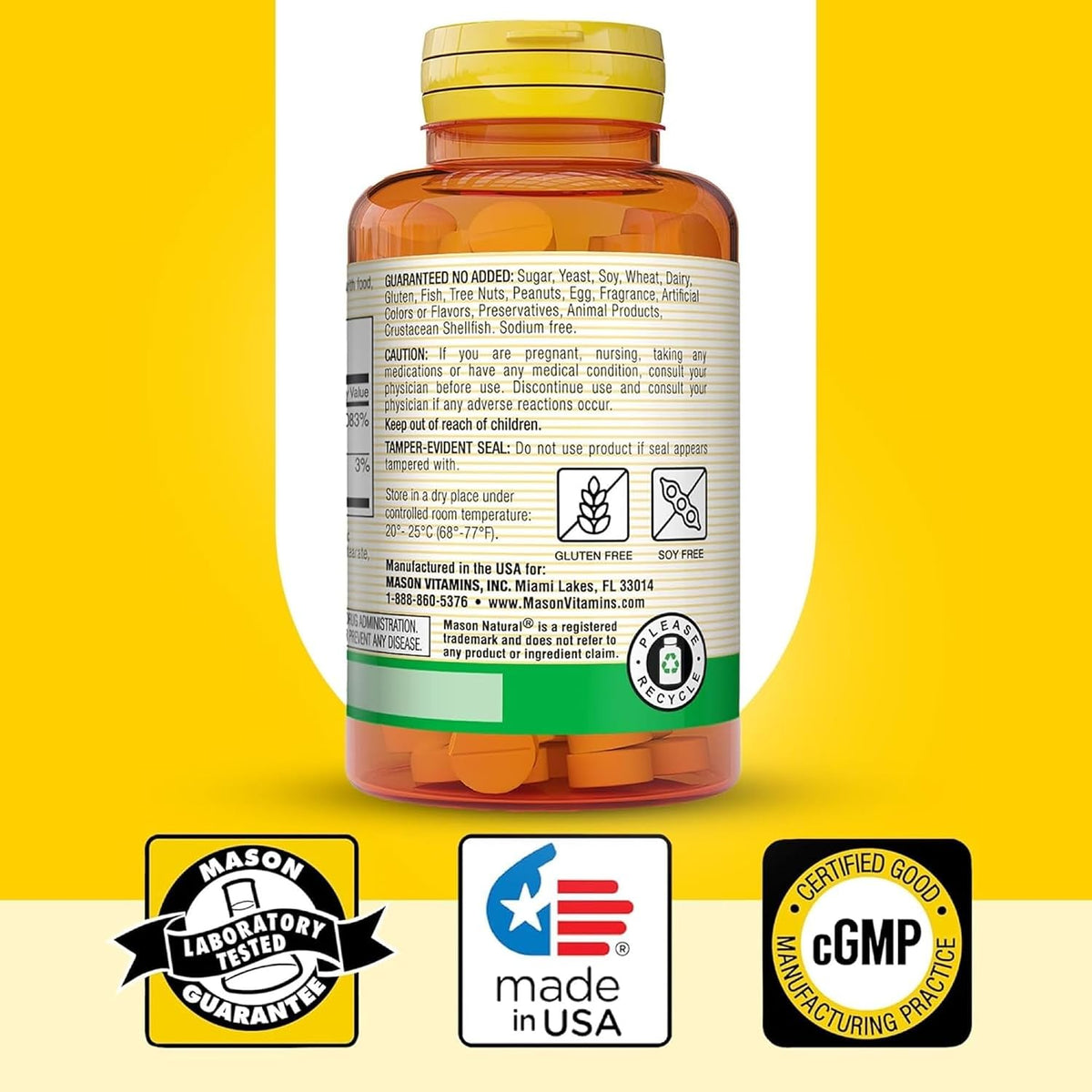 MASON NATURAL Vitamin B12 50 mcg with Calcium, 100 Tablets - görsel 6