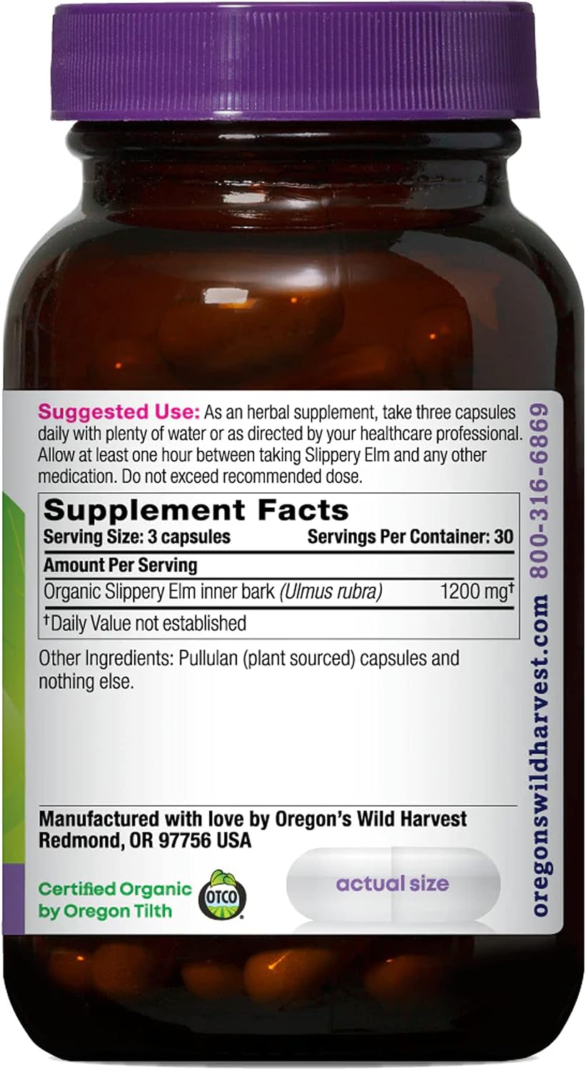 Oregon's Wild Harvest Slippery Elm Organic Capsules – 90 Count - görsel 2