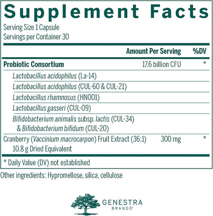 Genestra Brands HMF Women's Daily - Probiotic for Gastrointestinal and Urinary Tract Health, 30 Capsules