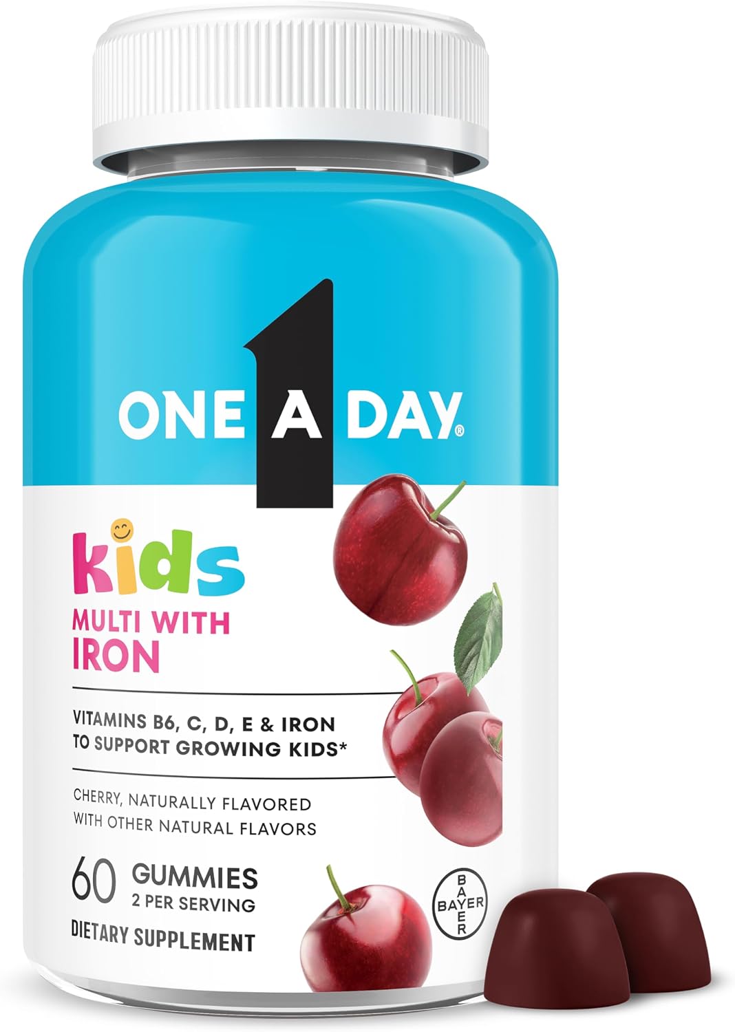 One A Day Kids Multivitamin with Iron Gummy - 60 Count - görsel 1