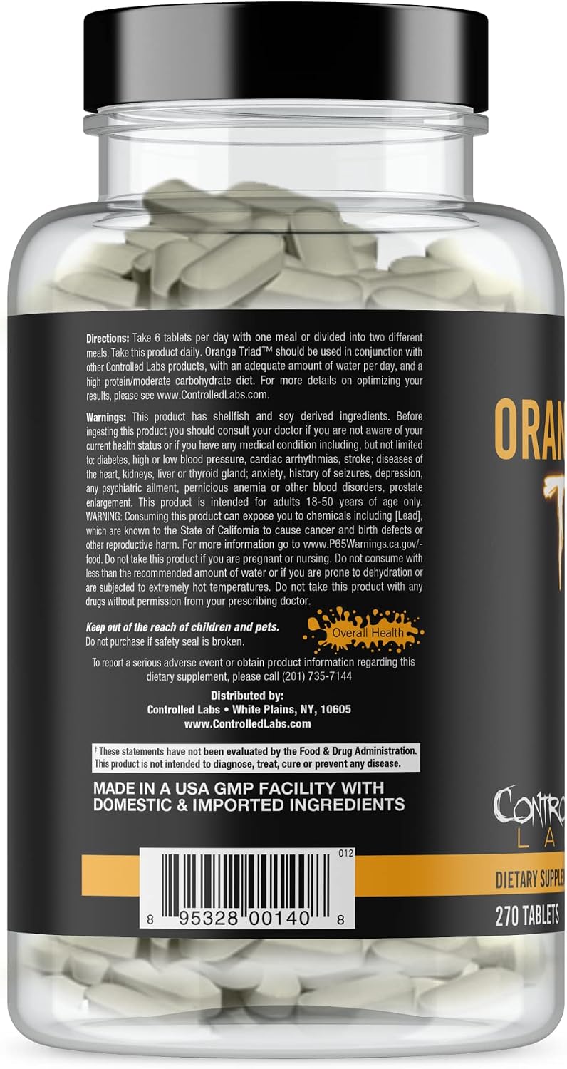 CONTROLLED LABS Orange Triad Multivitamin – Iron-Free, Joint and Immune Support (270 Capsules, 45 Servings) - görsel 3