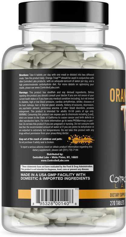 CONTROLLED LABS Orange Triad Multivitamin – Iron-Free, Joint and Immune Support (270 Capsules, 45 Servings)