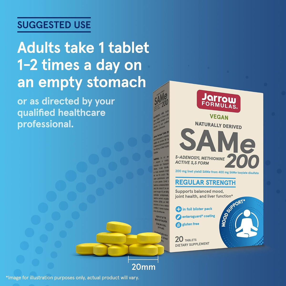 Jarrow Formulae SAMe 200 mg – Supports Joint, Liver & Brain Health | 20 Enteric-Coated Tablets - görsel 8