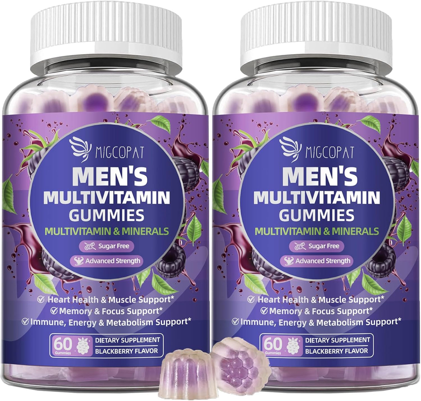 Men's Multivitamin Gummies with Omega-3, Probiotics & Methylated B Vitamins – Sugar-Free Blackberry - görsel 10