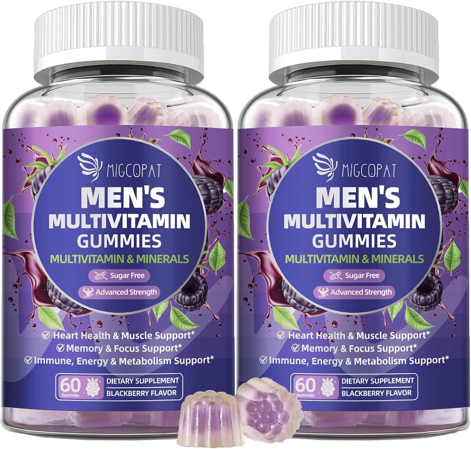 Men's Multivitamin Gummies with Omega-3, Probiotics & Methylated B Vitamins – Sugar-Free Blackberry - görsel 10