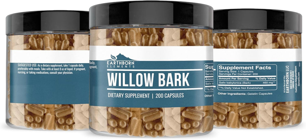 Earthborn Elements Pure Willow Bark Extract (200 Capsules) – No Additives, Undiluted – Image 4
