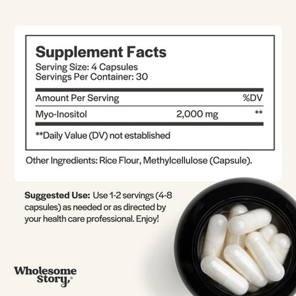 Wholesome Story Myo-Inositol Supplement - 2000mg per Serving, 120 Capsules