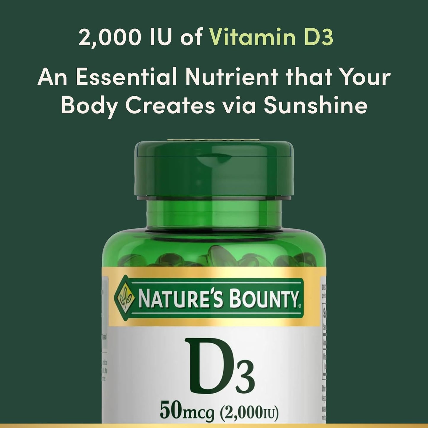 Nature's Bounty Vitamin D3 2000 IU Softgels, 350 Count - görsel 3