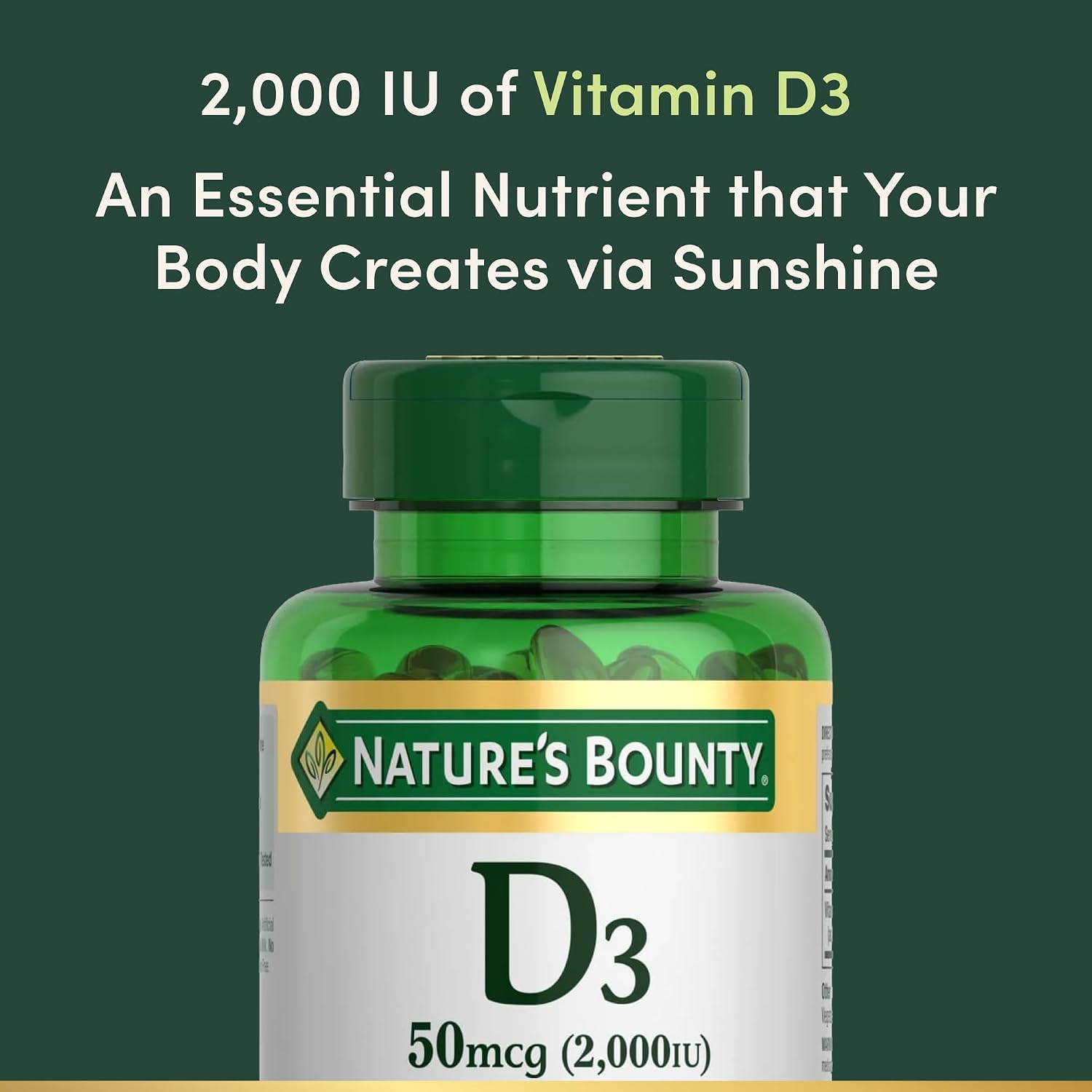 Nature's Bounty Vitamin D3 2000 IU Softgels, 350 Count - görsel 3