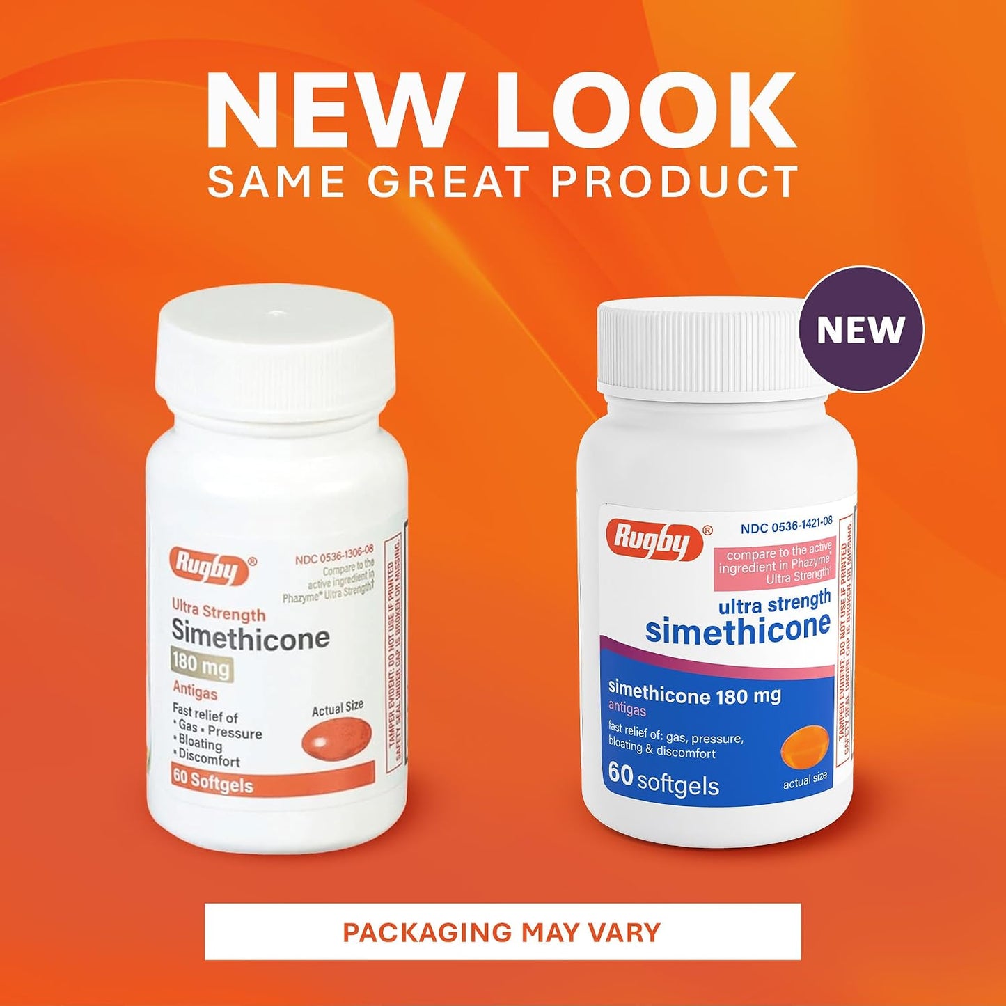 Rugby Ultra Strength Simethicone Gas Relief 180 mg, 60 Softgels - görsel 7
