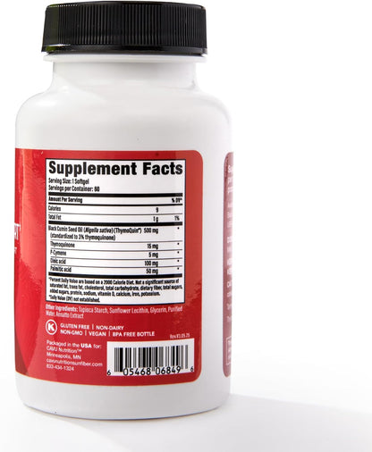 ThymoQuin Cortisol Manager – Black Seed Oil Food Supplement with 3% Thymoquinone, 60 Soft gel capsules