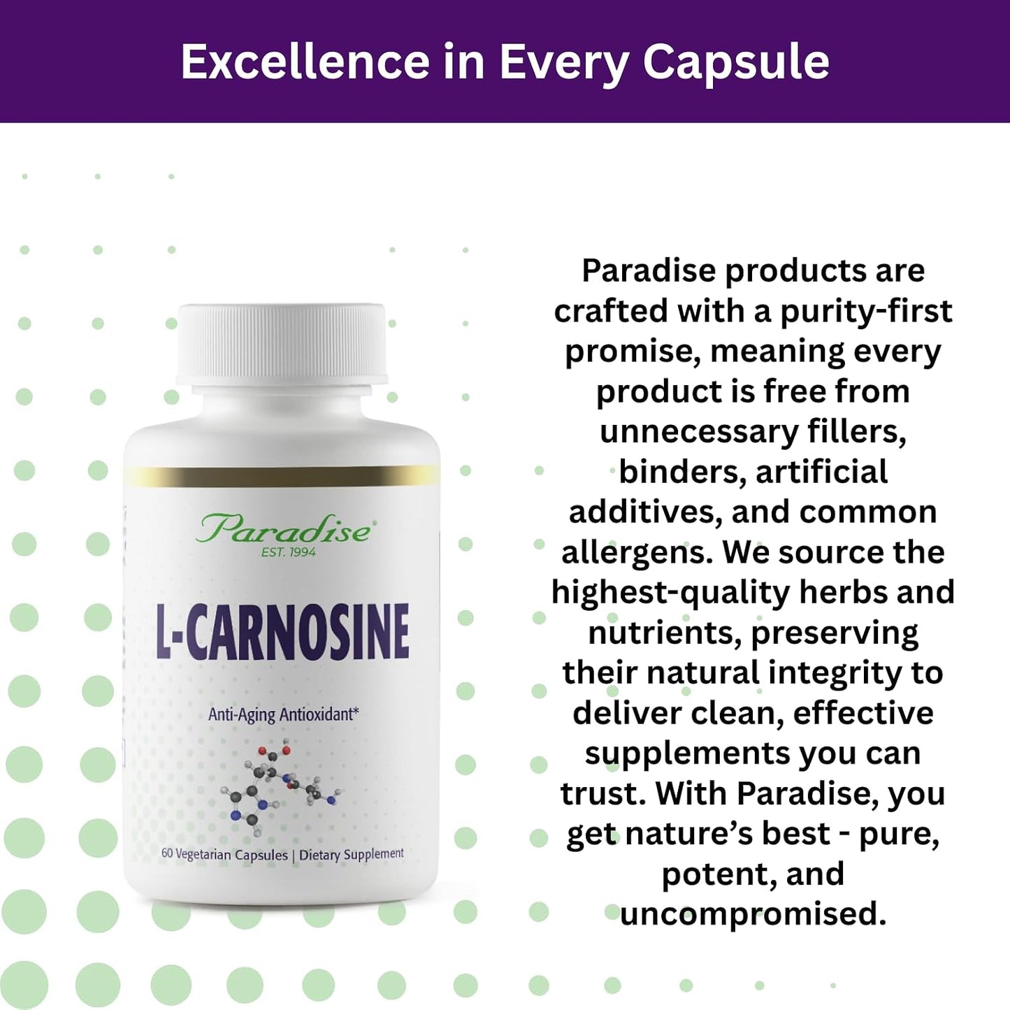 Paradise Herbs L-Carnosine, Super Potent, Ultra Pure, Antioxidant - 60 Veg Caps - görsel 6