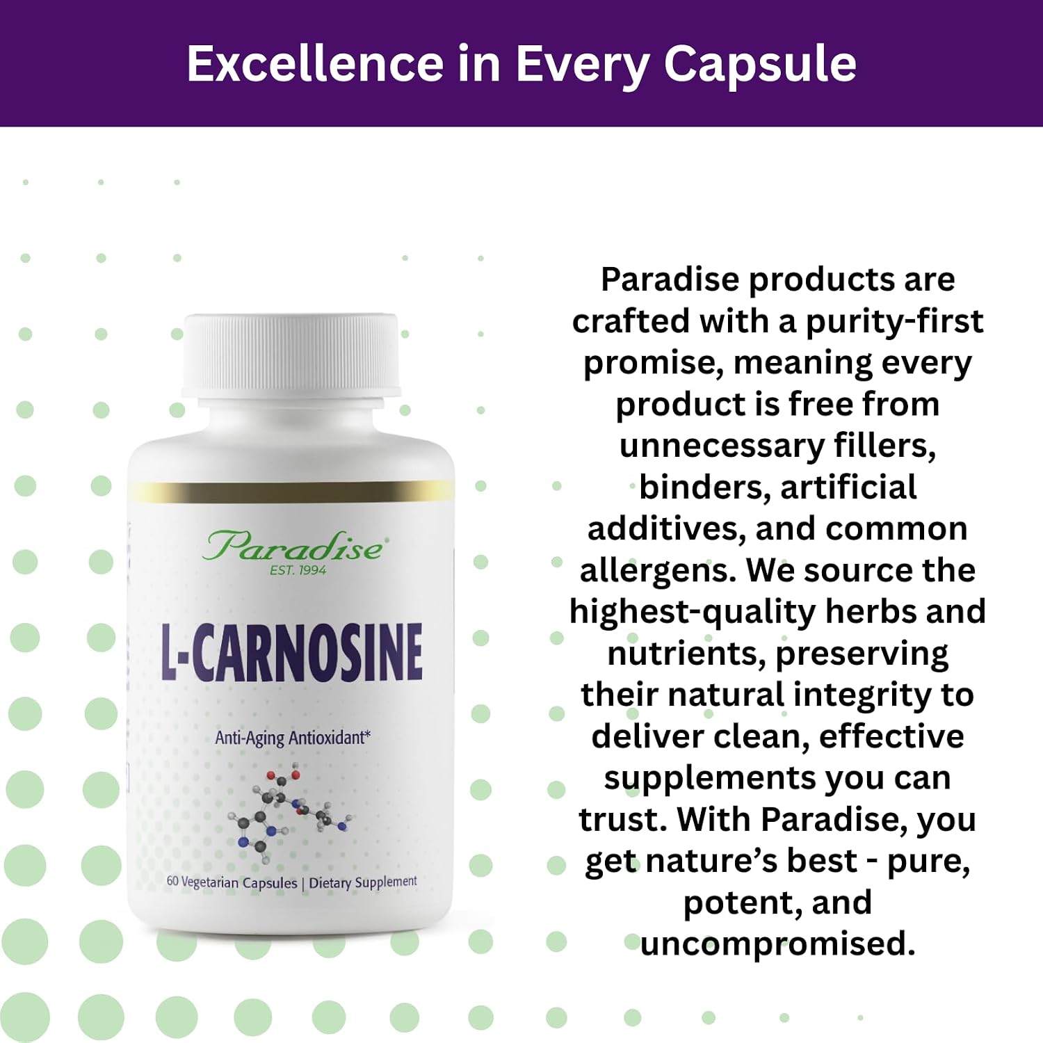 Paradise Herbs L-Carnosine, Super Potent, Ultra Pure, Antioxidant - 60 Veg Caps - görsel 6