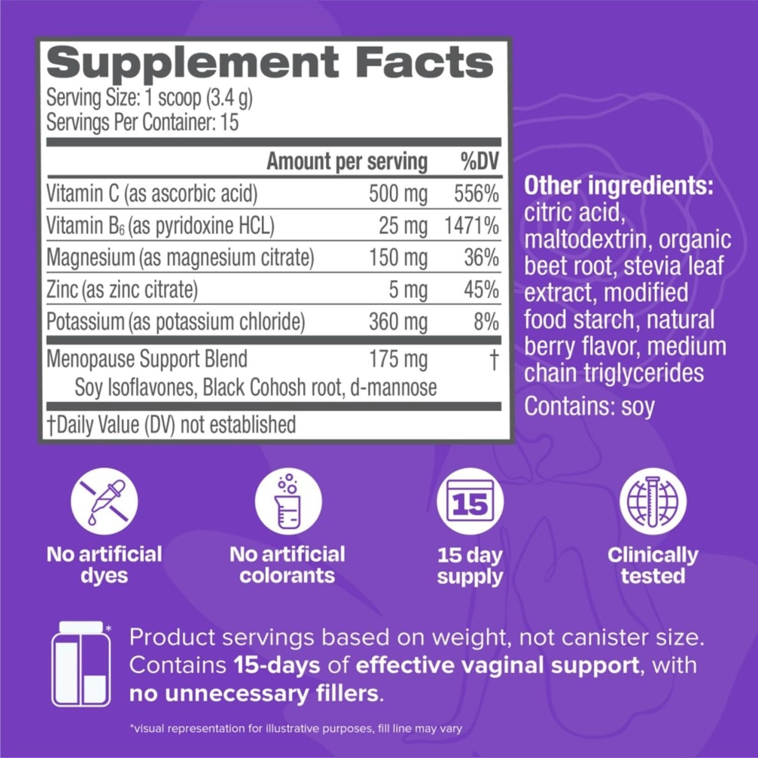 Cystex Menopause Support Powder - Daily Support for Hot Flushes, Night Sweats, & Mood Balance - Electrolyte-Enhanced Drink Mix with Clinically-Studied Ingredients, Berry Flavour - 15 Servings - görsel 9