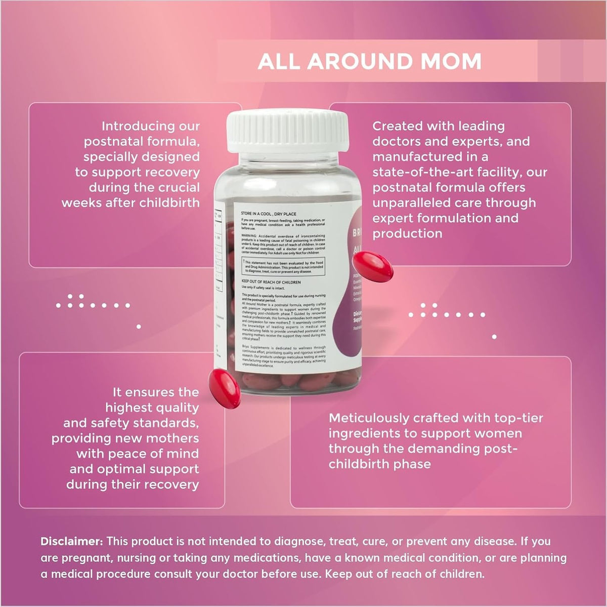 Briyo All Around Mom - Complete Postnatal Formula with Omega-3, Collagen, Choline, Shatavari, Moringa, Vitamins, Minerals – Supports Recovery, Energy, Lactation, Mood – 60 Soft gel capsules - görsel 5