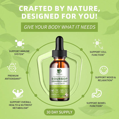 Lukaree Pure Soursop Graviola Leaf Extract for Immunity, Gut Health & Natural Energy Support – Soursop Bitters Liquid with Cold Extract – Vegan | Gluten-free | 60 ml