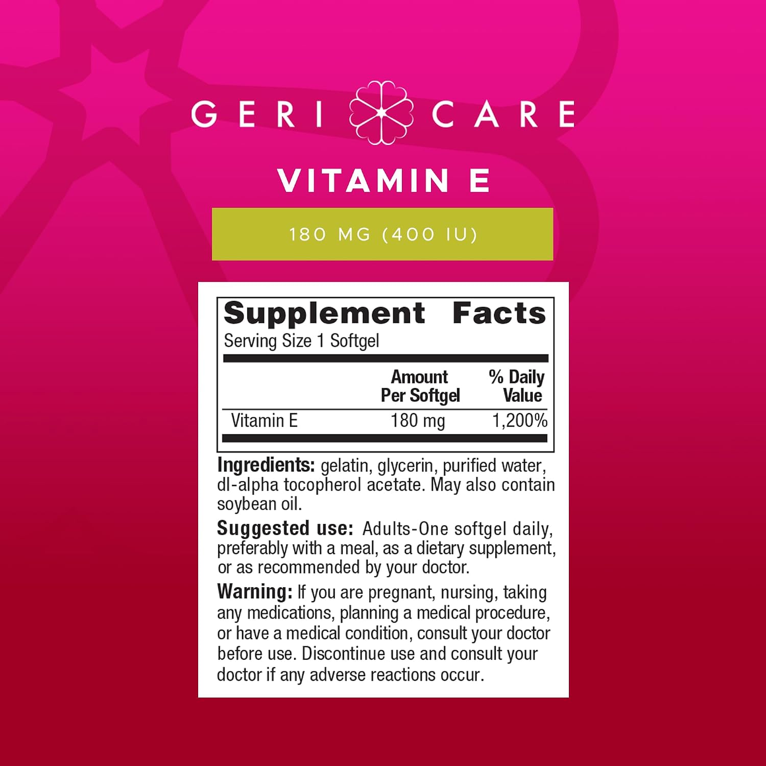 GeriCare High-Potency Vitamin E Capsules – 400 IU for Skin and Immune Support, 180 mg | 100 Count - görsel 8