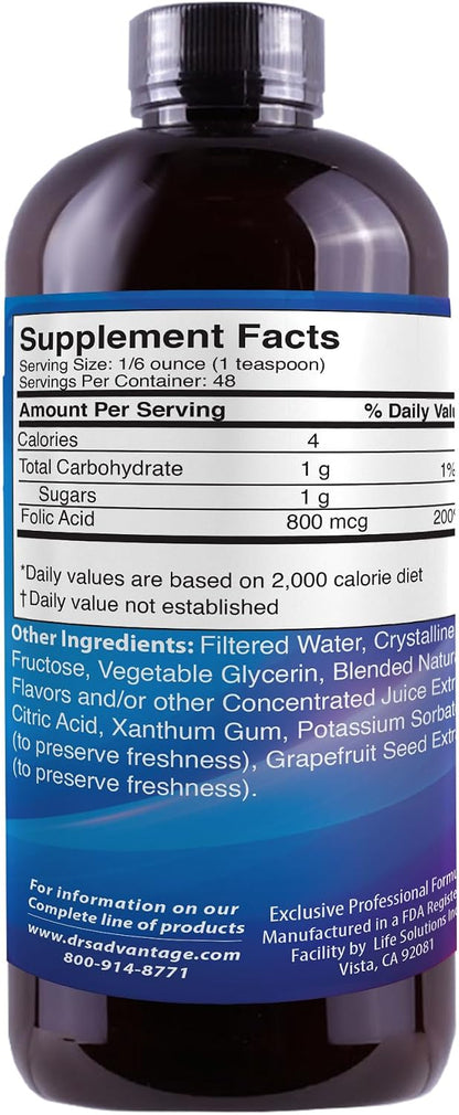 Liquid Folic Acid 800 mcg, 8 oz