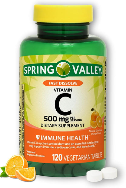Vitamin C Orange Flavour 500mg - Fast Dissolve, 120 Tablets