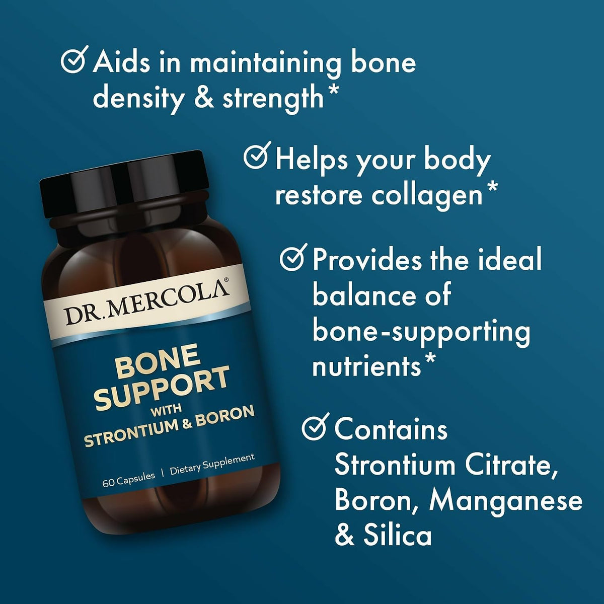 Dr. Mercola Bone Support with Strontium & Boron - 60 Capsules - görsel 4