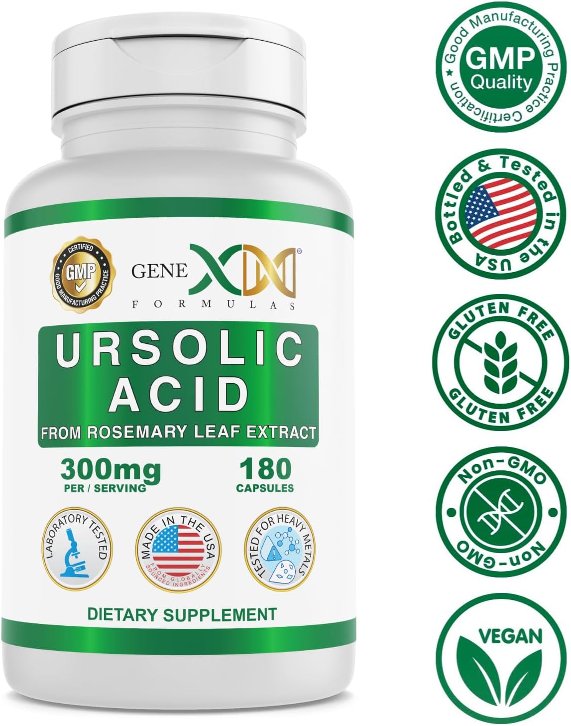 Genex Formulae Ursolic Acid 300mg (180 Capsules) - Sourced from Rosemary Extract, Non-GMO, Gluten-free, Vegetarian - görsel 4