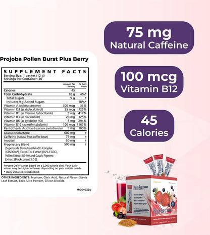 Youngevity Pollen Burst Energy Drink - Strawberry Acai, 30 Sachets