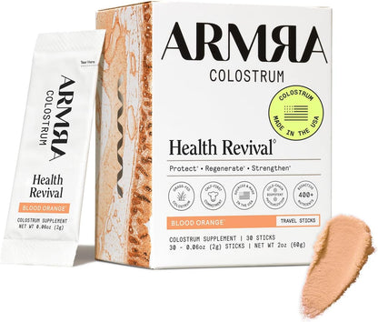 ARMRA Colostrum™ Powder | Blood Orange | Gut Health and Bloating | Skin and Hair | Immunity | Keto, Gluten and Fat-Free | 30 Servings
