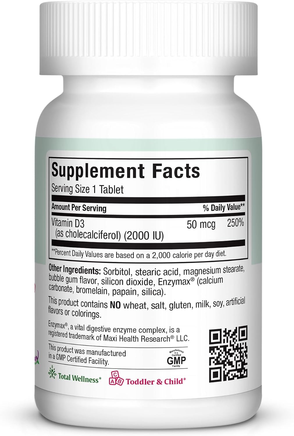 Maxi Health Chewable Vitamin D3 2000 IU Supplement - Delicious Natural Bubble Gum Flavour - Supports Normal Calcium Absorption, Immune Function and Bone Health - görsel 2