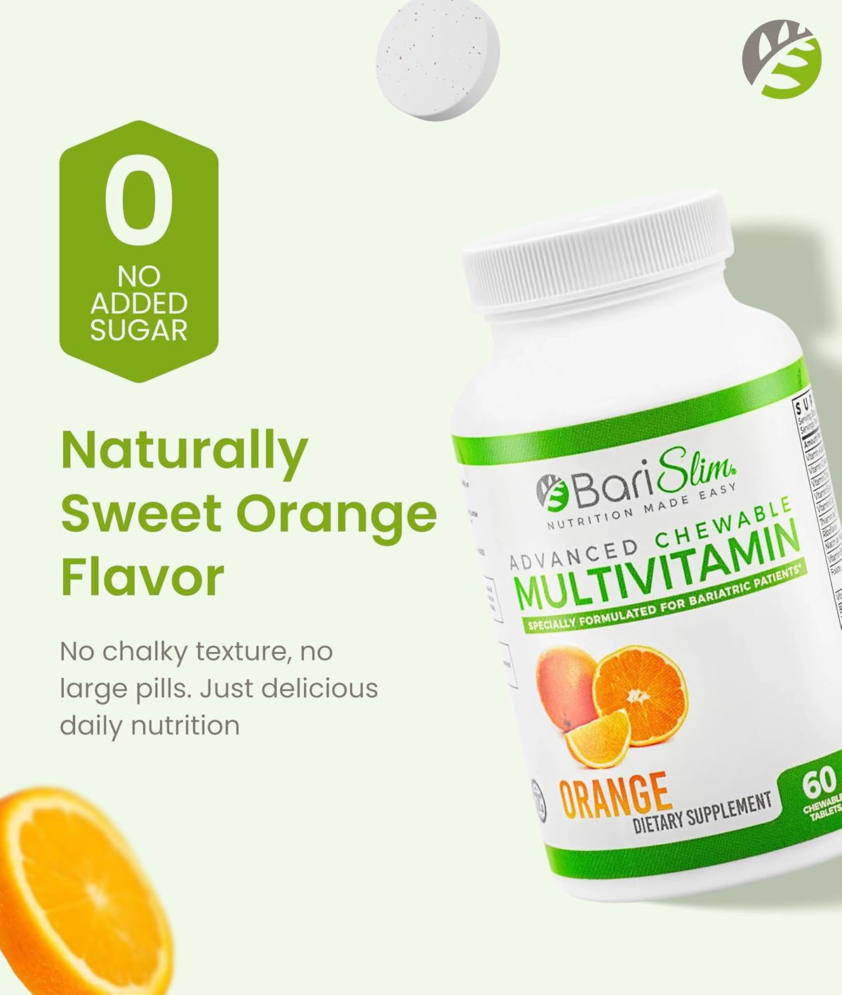 BariSlim Advanced Chewable Bariatric Multivitamin Tablets - Orange (60 Tablets) - görsel 3