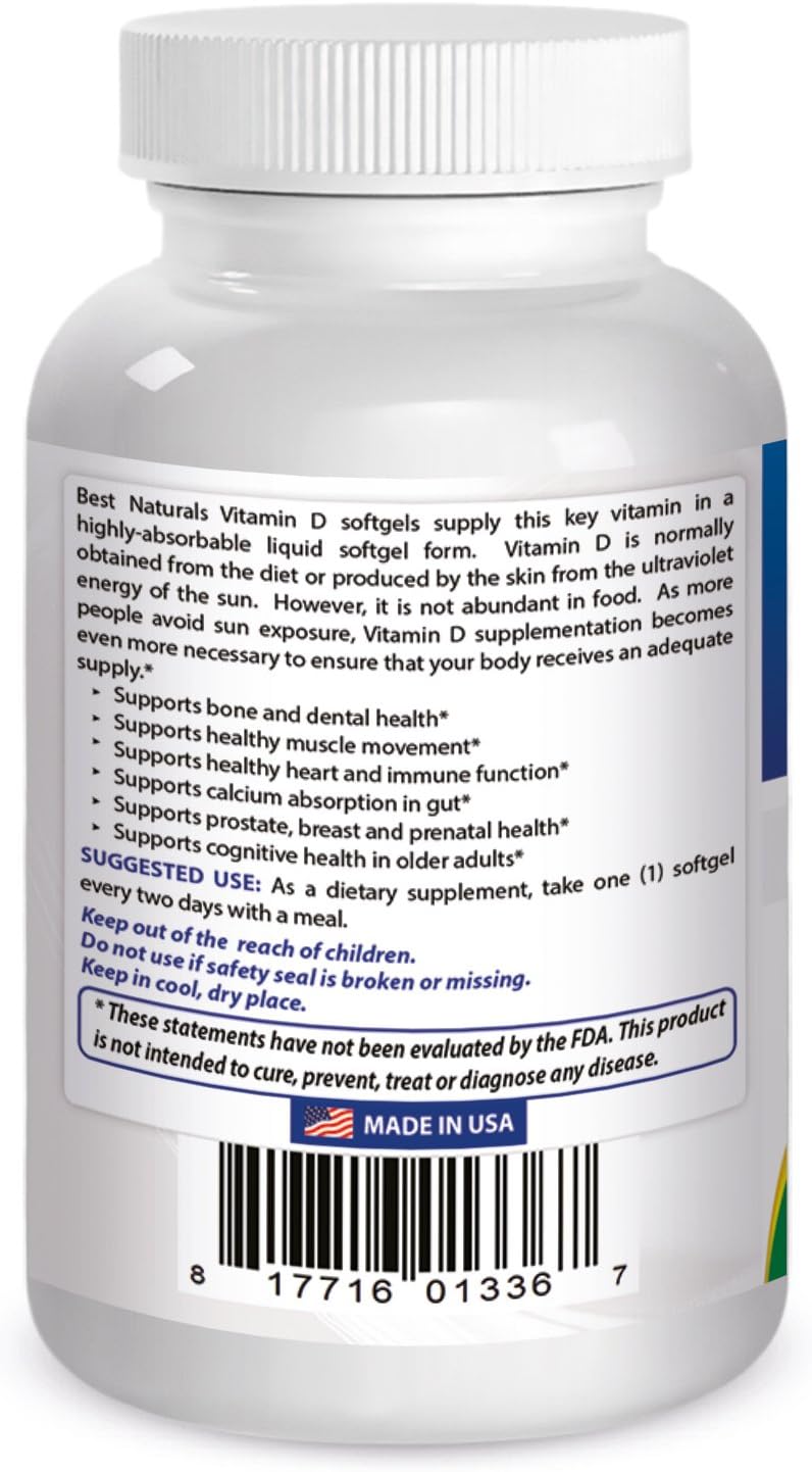 Best Naturals Vitamin D3 10,000 IU Softgels, 240 Count - görsel 2