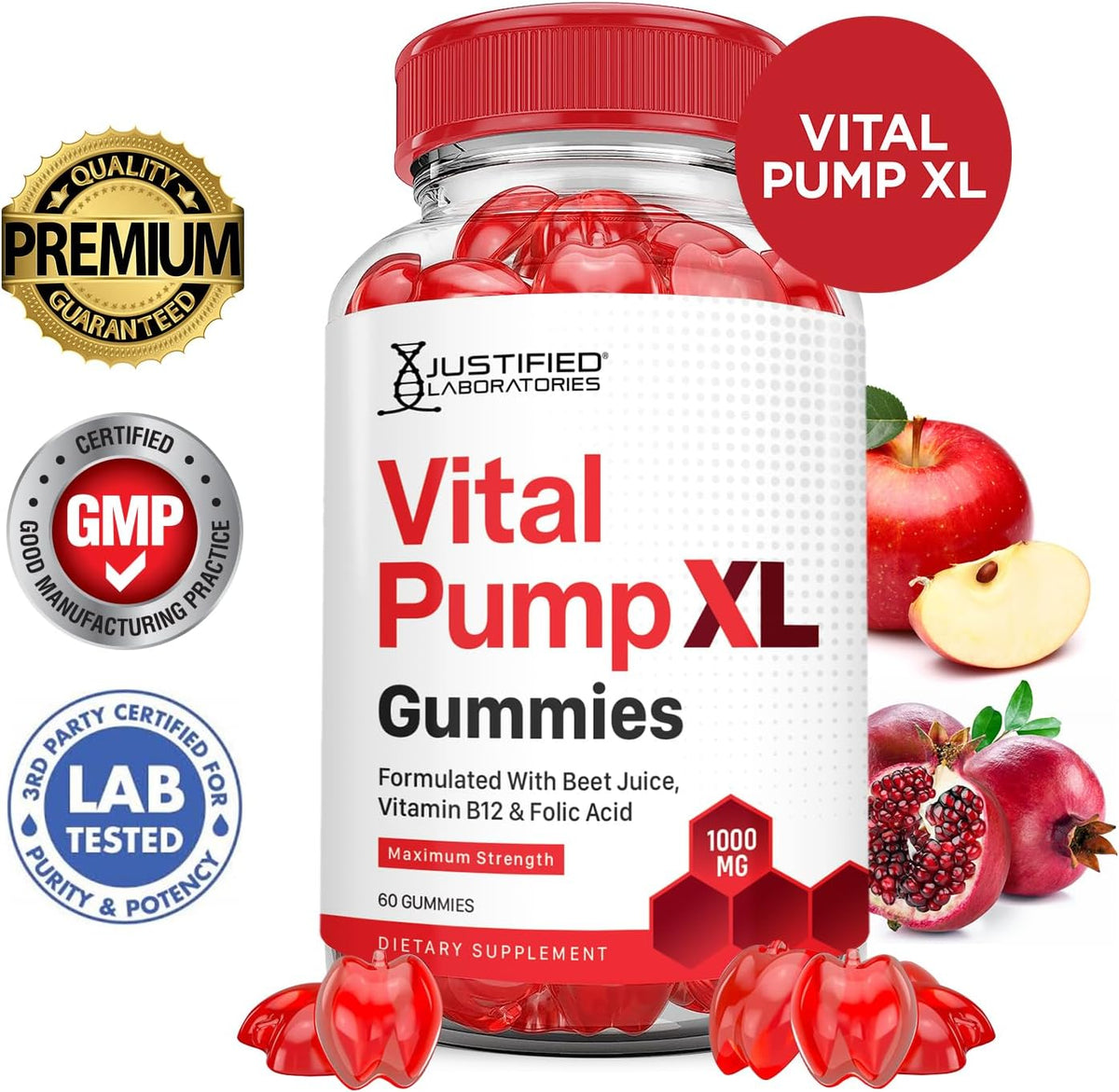 Justified Laboratories Vital Pump XL Performance Gummies (2 Pack) - 120 Gummies - görsel 2
