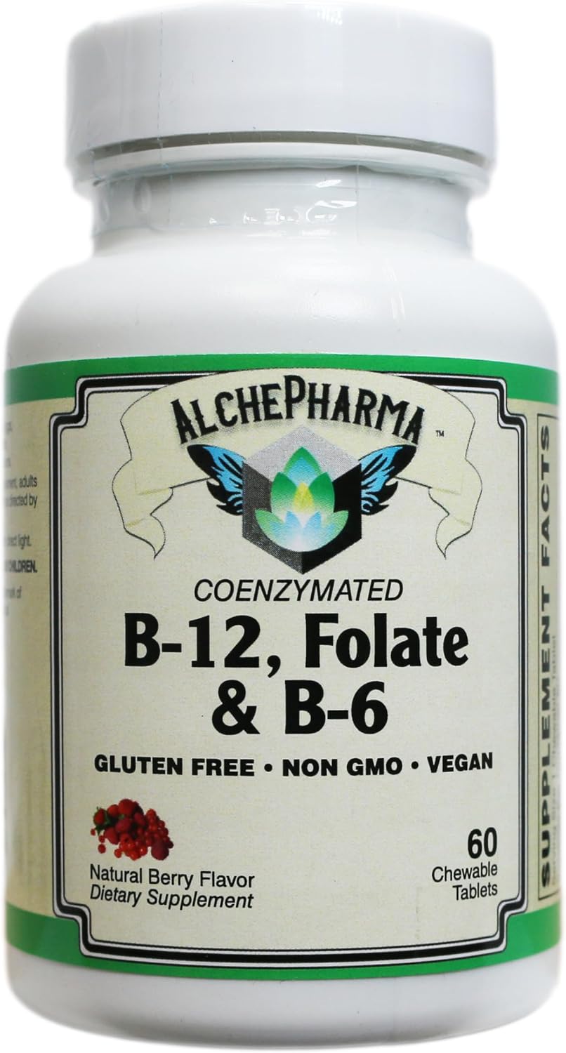 Co-Enzymated B-12, Folate & B-6 Chewable Tablets - Natural Berry Flavour - with Methylcobalamin, P-5-P, and Magnafolate-C L-5-MTHF - görsel 1