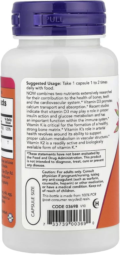 Vitamin D3 & K2 120 VegiCaps (Pack of 2)