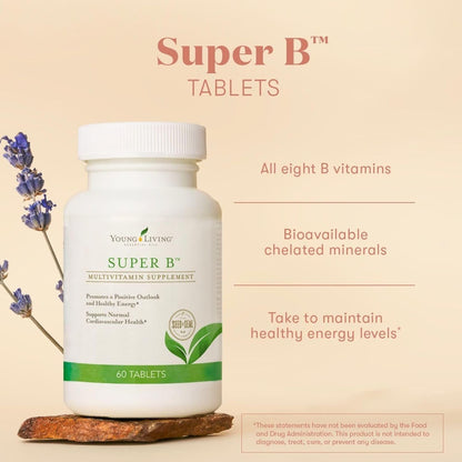Young Living Super B Tablets - B Vitamins and Minerals Supplement, 60 Count