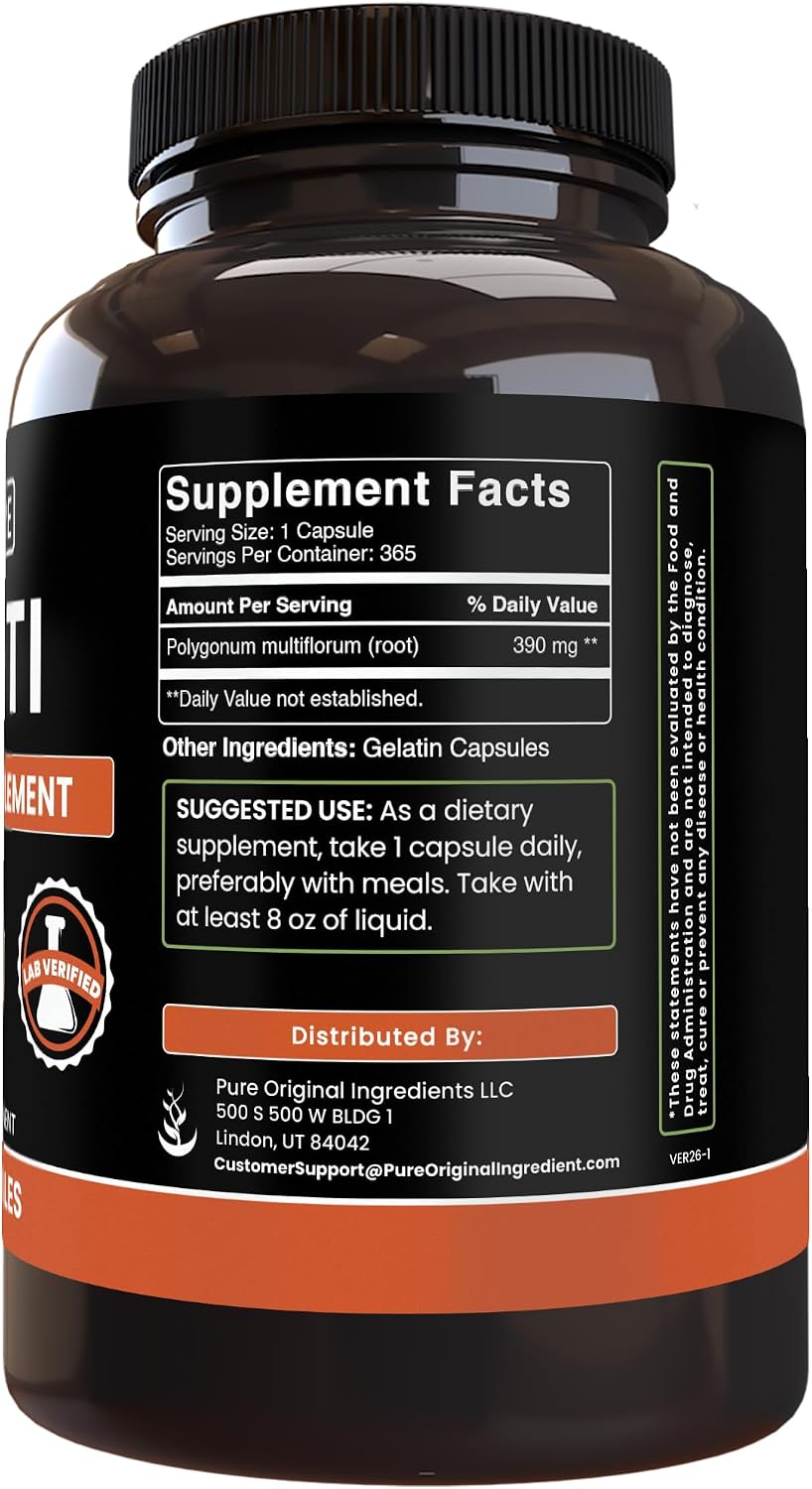 Pure Original Ingredients Fo-Ti (365 Capsules) - No Fillers - görsel 2
