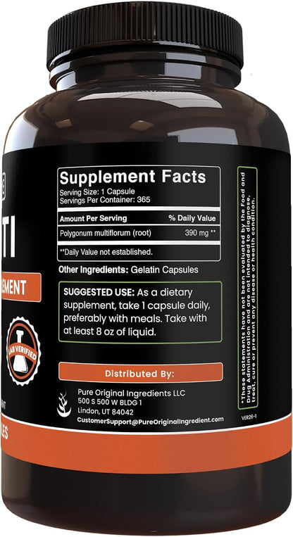 Pure Original Ingredients Fo-Ti (365 Capsules) - No Fillers